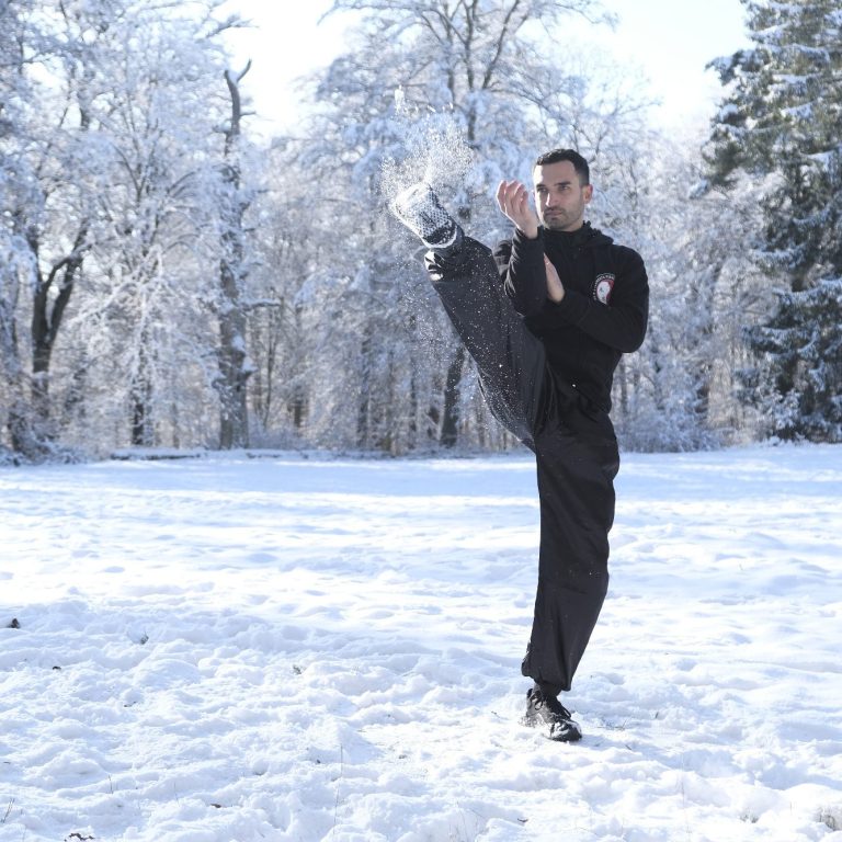 Balance im Kampfsport und Ausgeglichenheit werden in diesem Bild gezeigt